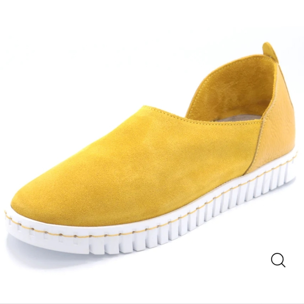 BENDY BY ASHBURY SKIES Womens Yellow Flats Italian Leather Size 39 US Size 8